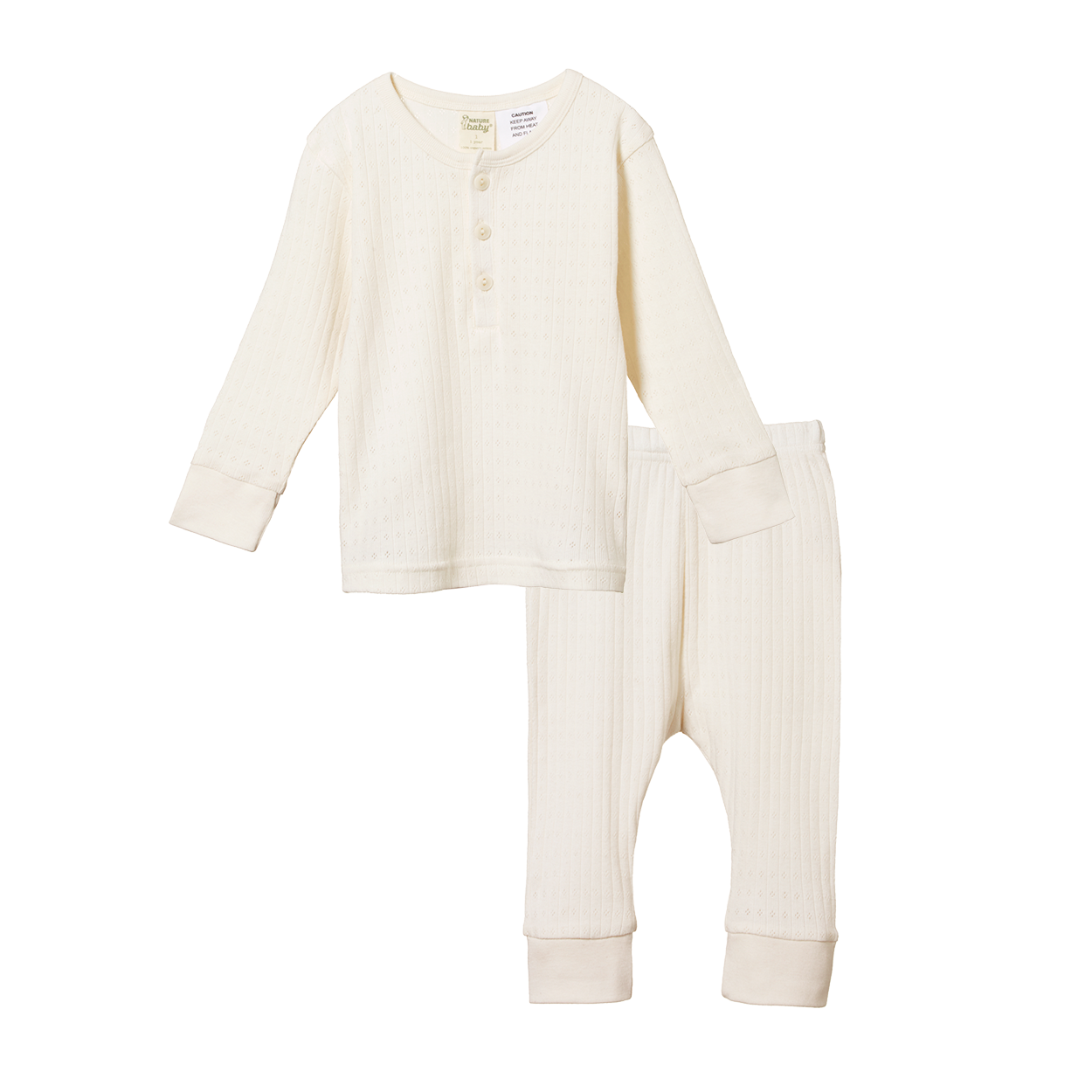 2PC LONG SLEEVE POINTELLE PYJAMAS | Natural-Web-front