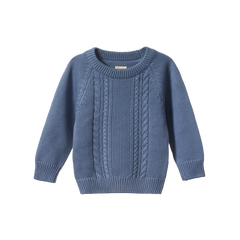 BILLY JUMPER | Dusky Blue Cable Knit-Web-front