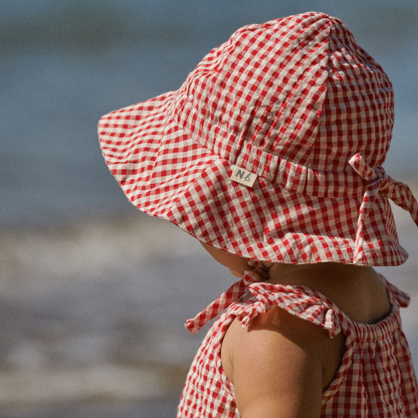 GINGHAM SUNHAT | Red Check-Extra Img - 1