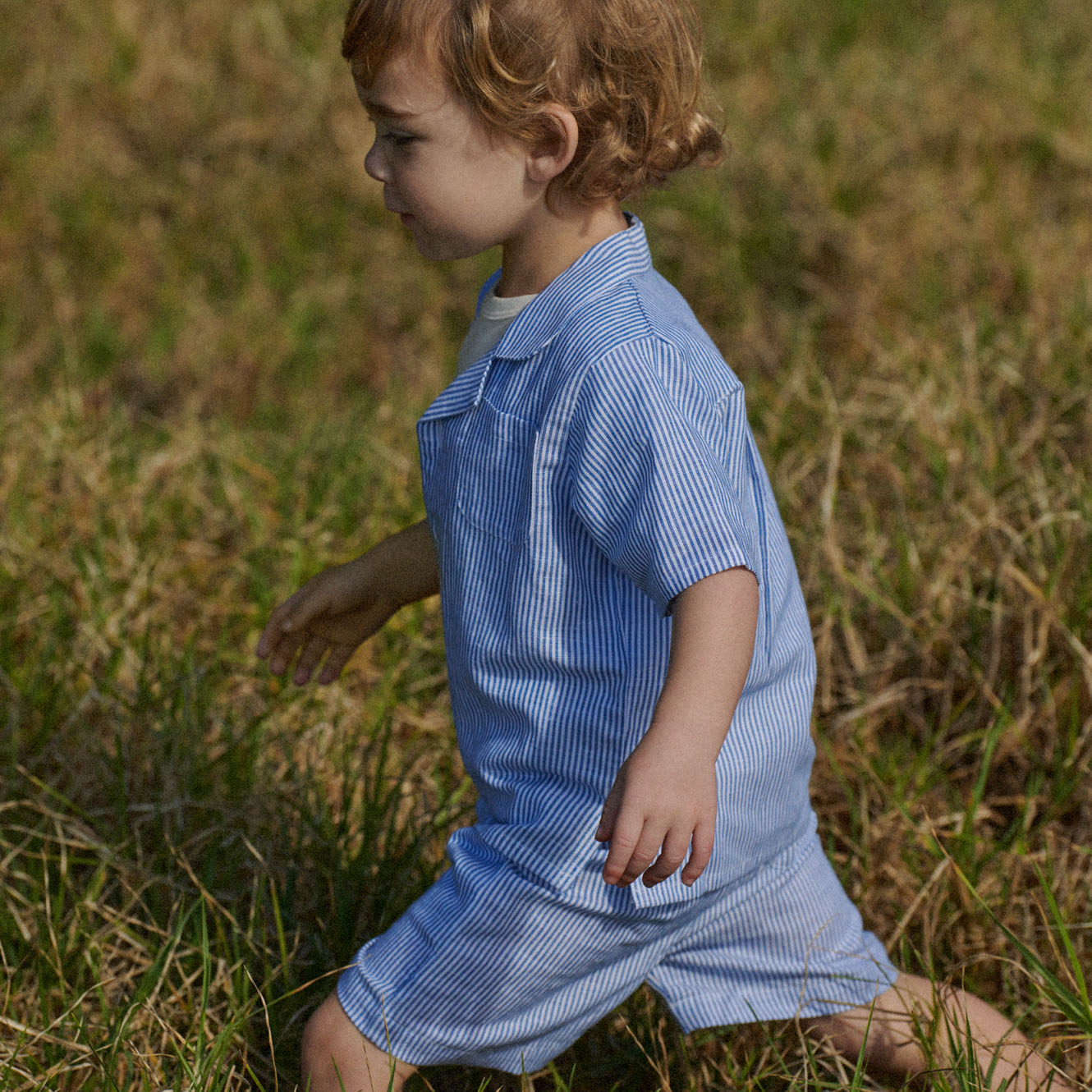 JAMES SHORTS LINEN | Blue Stripe-Extra Img - 2
