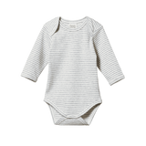 LONG SLEEVE BODYSUIT | Grey Marl Stripe-Web-front