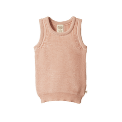 MERINO KNIT VEST | Rose Dust Chunky Knit-Web-front