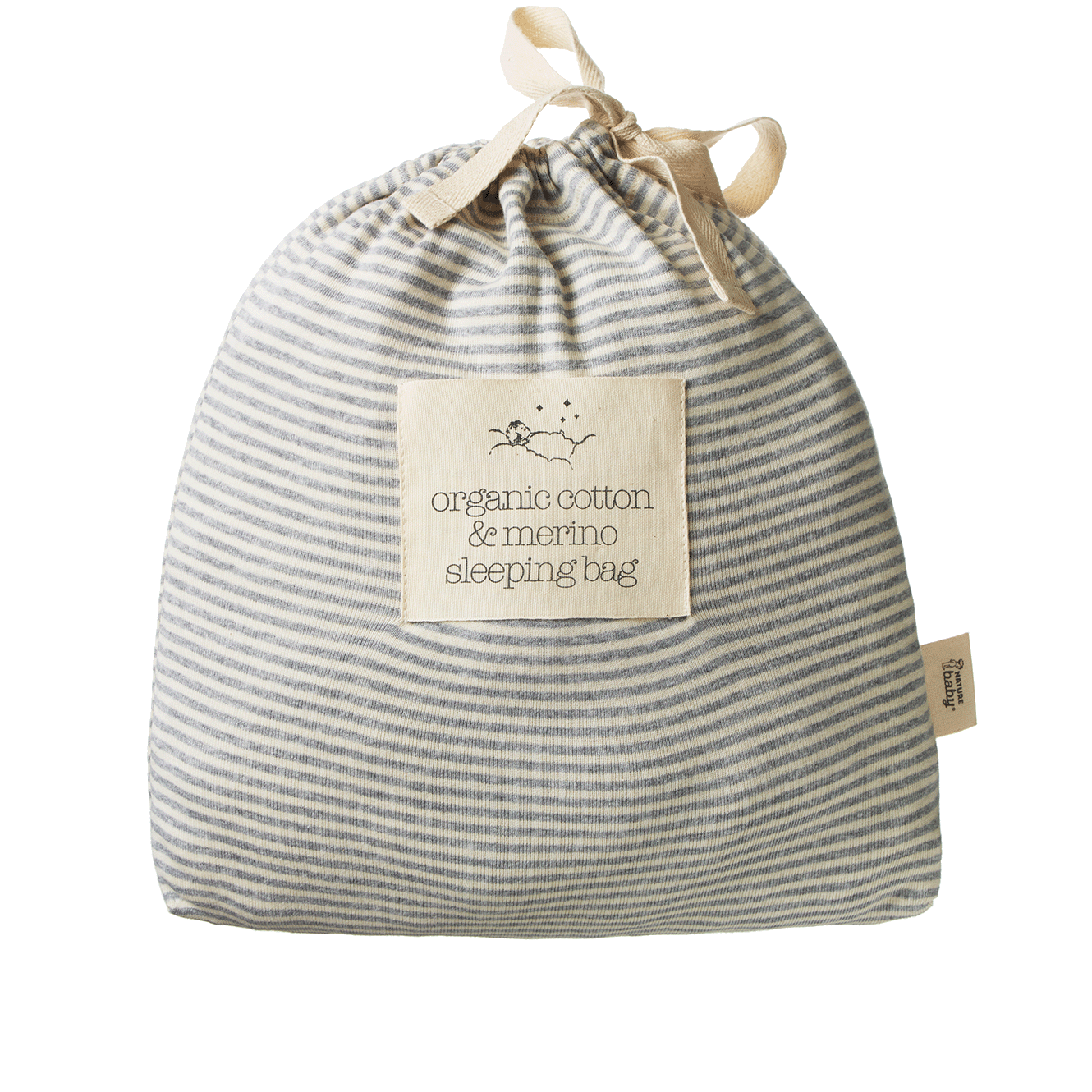 ORGANIC COTTON & MERINO SLEEPING BAG | Grey Marl Stripe-Web-hover