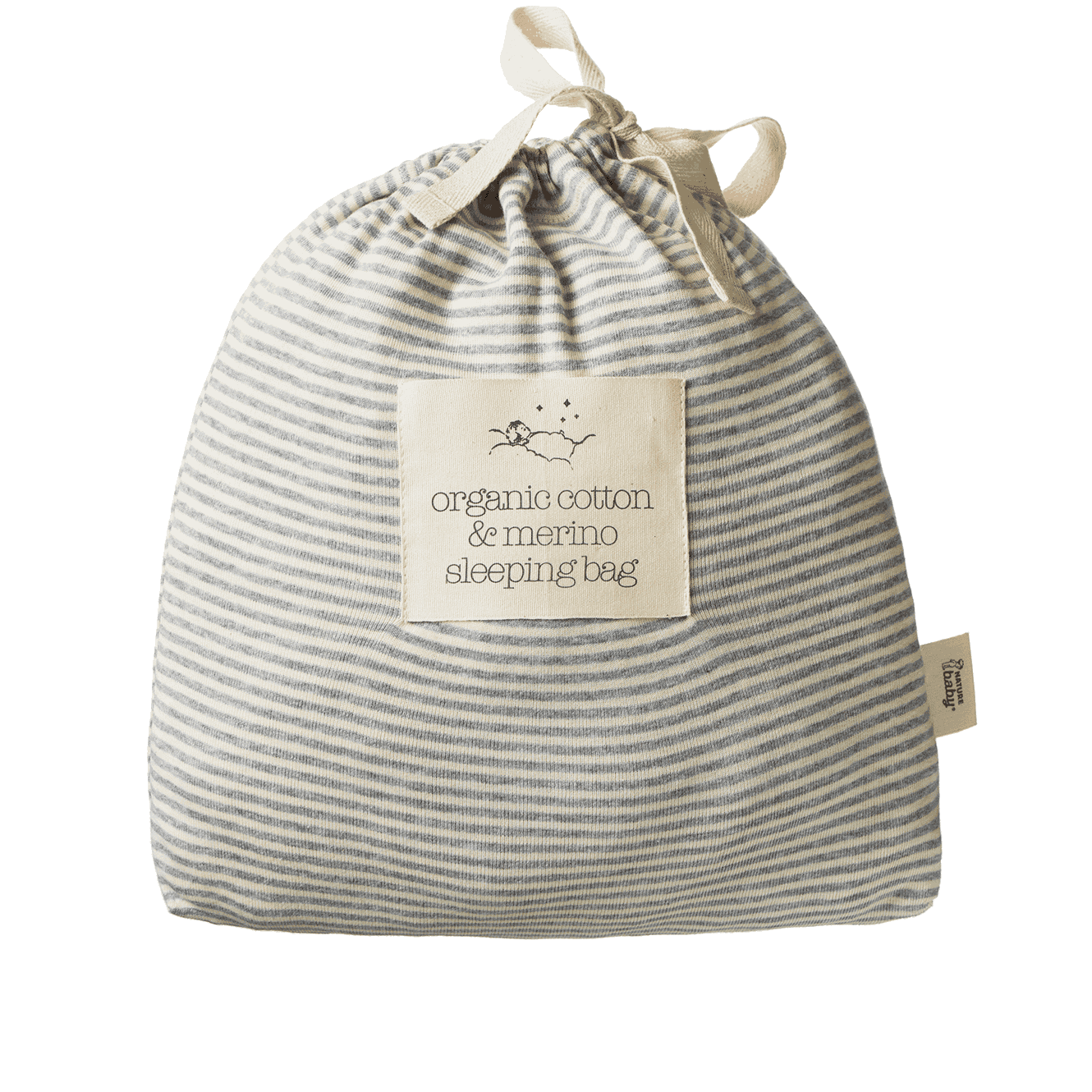 ORGANIC COTTON & MERINO SLEEPING BAG | Grey Marl Stripe-Web-hover